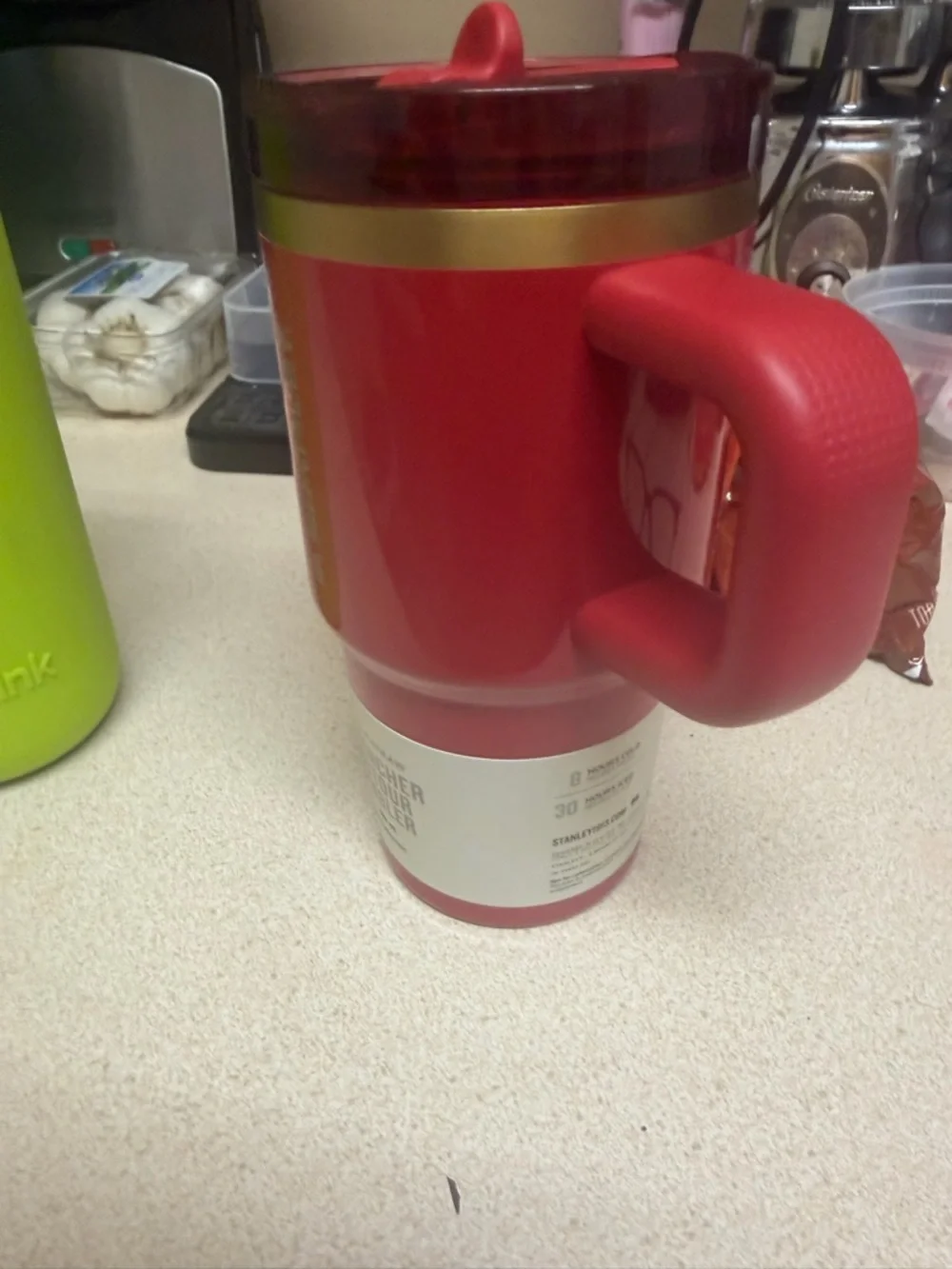 Stanley Red and Gold Travel Mug with Red Lid - Picture 2 of 3